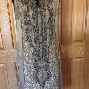 Lajwanti long embroidered kameez with sharara